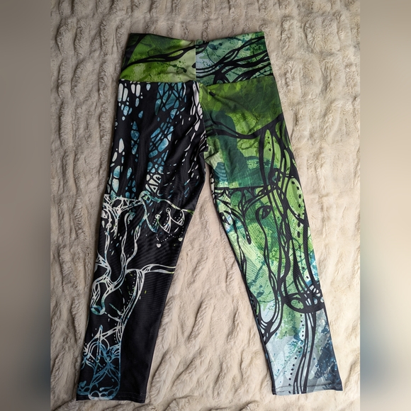 lululemon athletica Pants - Kristina Benson Medium Green and Black Abstract Women's Leggings